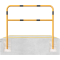 Protective bar made of steel tubing |  48 x 2.5 mm | with crossbar | total width: 2000 mm | total height: 1400 mm | hot-dip galvanized and yellow coatedwith black warning stripes